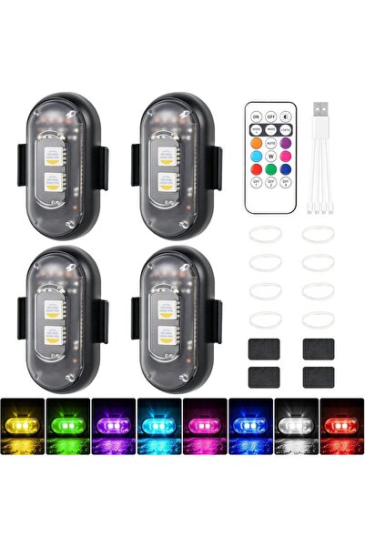 Morvena Picks Set de 4 lumini stroboscopice LED fără fir, cu 8 culori, cu tel...