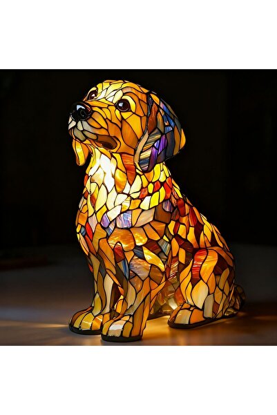 Morvena Picks Golden retriever cu capul sus - Lampă de masă cu baterie - Lamp...