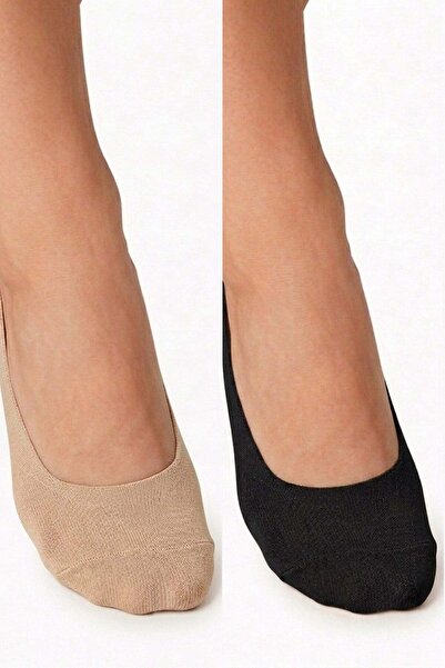 Cottonhill Premium - Laser Cut Combed Cotton Ballerina Socks Black-Tan 2-Pack
