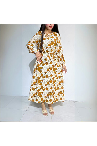 dorbe Women's Floral Round neck Long sleeve Maxi Dress