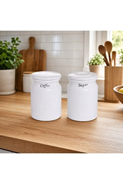 Generic Brand Σετ κεραμικών δοχείων Coffee & Sugar 14x11 εκ
