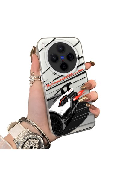 ucuc Vivo X300 Compatible Stylish Racing Car Pattern Acrylic Back Panel Silic...