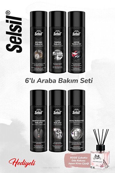 Selsil Genel Gakım Spreyler, Araç Bakım Seti 6 adet, ROSIE oda kokusu