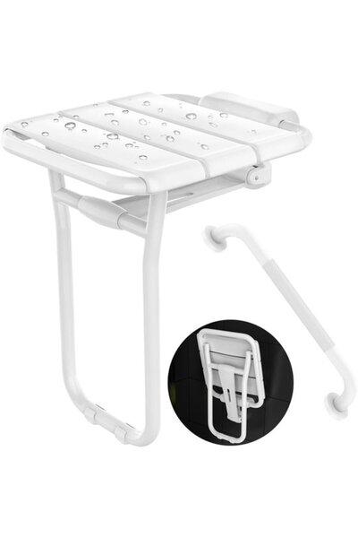 Morvena Picks Scaun de duș de perete pliabil – 227 kg, oțel inoxidabil, 14×16...