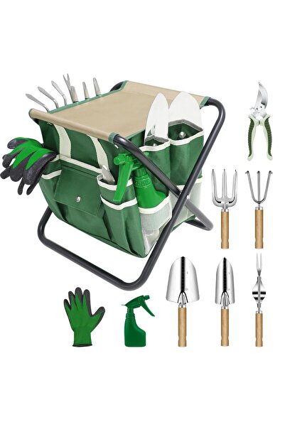 Morvena Picks Set de grădină, 10 piese, care include scaun pliant robust și g...