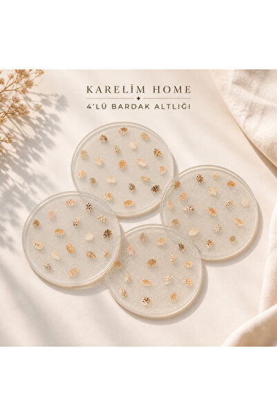karelim home 4 lü bardak altlığı epoksi özel tasarım deniz midyesi detaylı