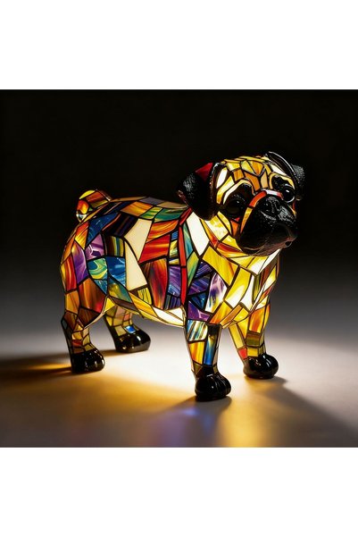 Morvena Picks Cute Pug - Lampă de masă alimentată cu baterii - Lampă de masă ...