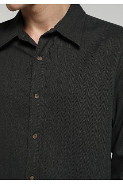 Colin's Regular Fit Shirt Neck Düz Erkek Yeşil Uzun Kol Gömlek