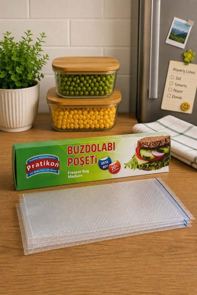 Raneel Kazançlı Alışveriş 20-Piece Medium Size Refrigerator Bags Green