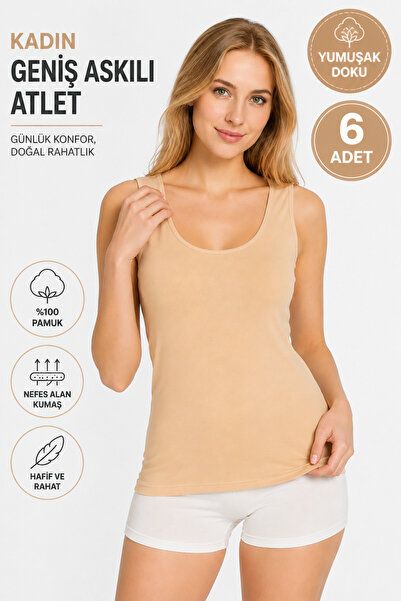 Alıç Women's Wide Strap Undershirt 6 Pieces (Tutku Authorized Seller) Cotton ...