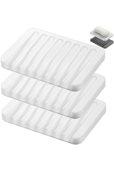 Morvena Picks Vasă de săpun din silicon din 3 piese - 11,5*7,8*1 cm - pentru ...
