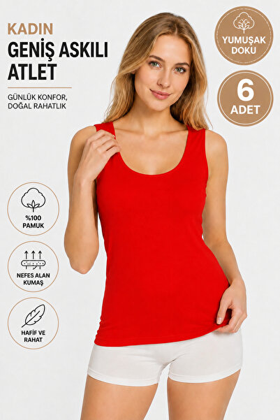Alıç Women's Wide Strap Undershirt 6 Pieces (Tutku Authorized Seller) Cotton ...