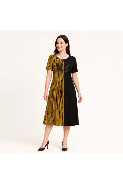 dorbe Women's Black A-line Midi Dress