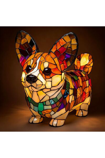 Morvena Picks Standing Corgi - Lampă de masă alimentată cu baterii - Lampă de...