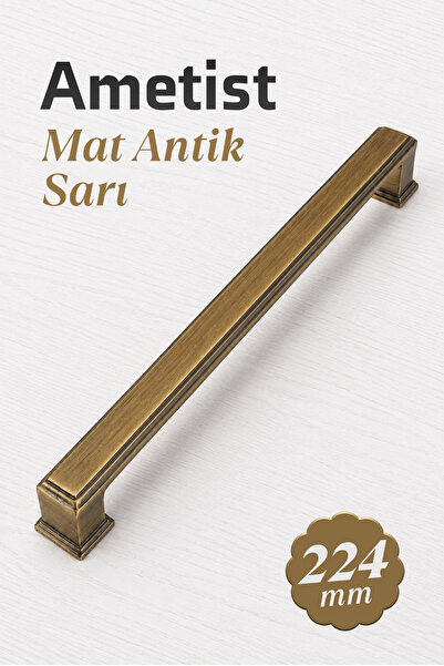 Badem10 Ametist 224 mm (22,4 cm) Mat Antik Sarı Metal Dolap Çekmece Mobilya K...