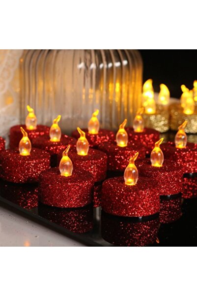 Morvena Picks Pachet de 12 lumânări LED aurii, 1,4 x 1,4 cm - Durată lungă de...