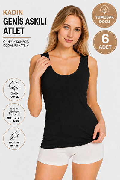 Alıç Women's Wide Strap Undershirt 6 Pieces (Tutku Authorized Seller) Cotton ...