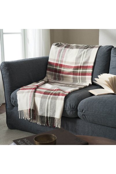 Gofis Home Κουβέρτα Καναπέ Blythe 456 Grey-Bordo 130X170