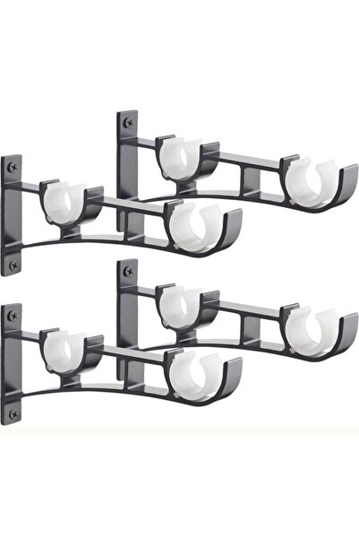 Morvena Picks Suport pentru bara de perdea din 4 piese - Aliaj de aluminiu - ...