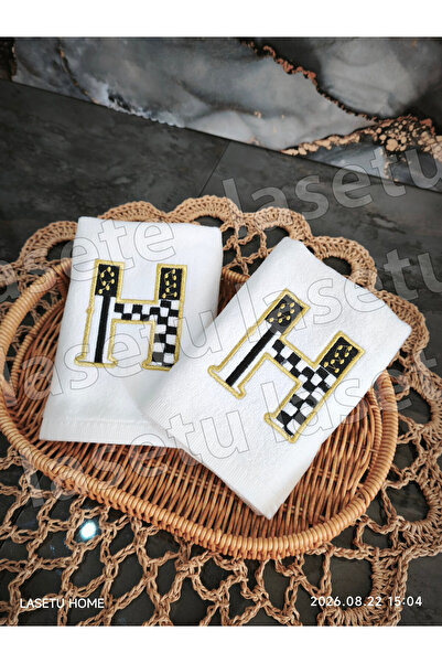 LASETU Checkered Letter H Kitchen Towel Set of 2 (30X50)