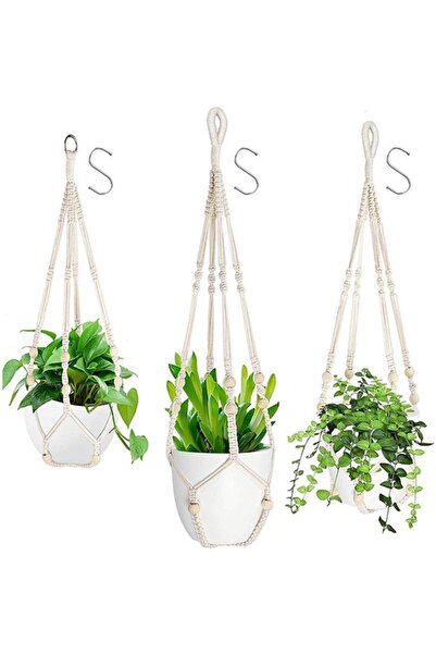 Morvena Picks Jardiniere suspendate 3 bucăți, cuier pentru plante macrame din...