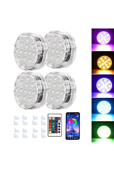 Morvena Picks Lumini submersibile cu LED pentru piscină - 16 culori 4 moduri ...