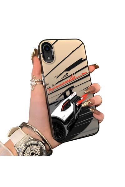 ucuc iPhone Xr Compatible Stylish Racing Car Pattern Acrylic Back Panel Silic...