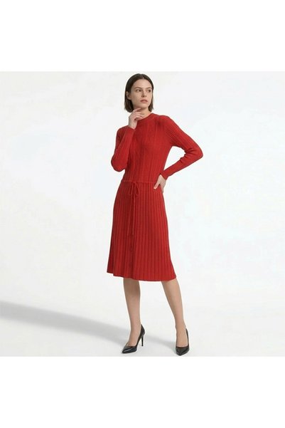 dorbe Women's Red Round neck Long sleeve Dress