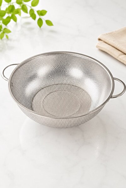 Raneel Kazançlı Alışveriş Metal Stainless Steel Strainer with Handle Large Size