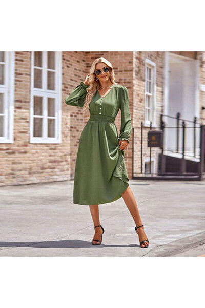 dorbe Women's A-line Long sleeve Midi Dress
