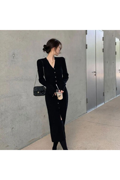 dorbe Women's Black Bodycon Midi Dress