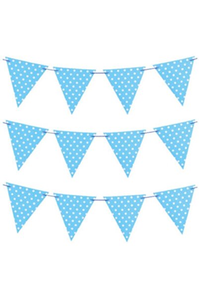 Big Party Flag Pennant Blue Polka Dots