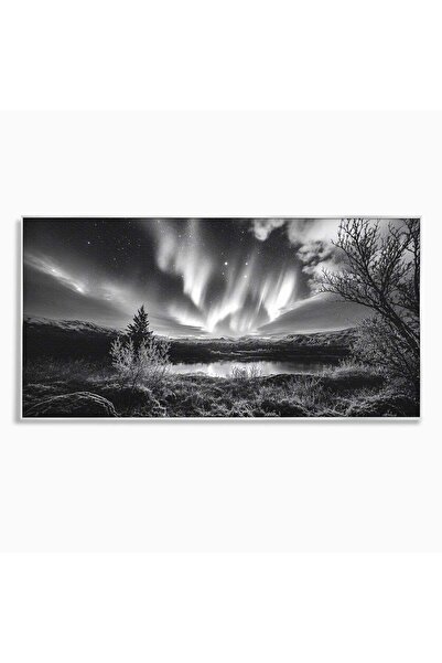 Luxcanva Tablou Canvas Cand Noaptea Danseaza 140x70 cm cu Rama Argintiu Auror...