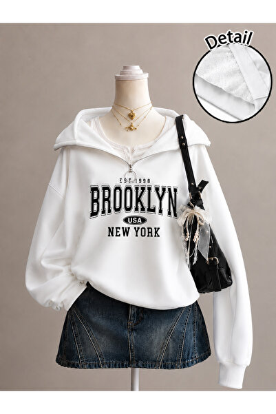 MODARİCH Unisex Erkek/Kadın BROOKLYN1998 Özel Baskılı Renkli Dik Yaka Yarım F...