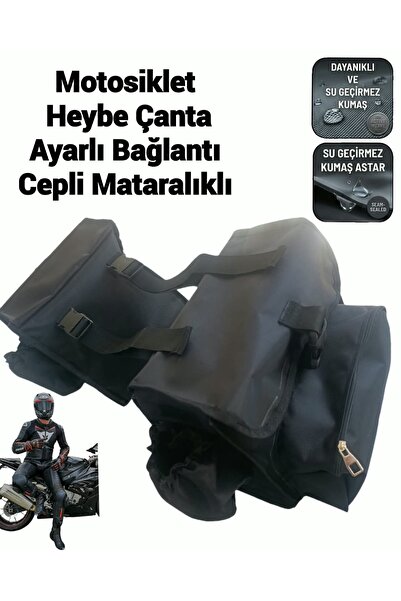 SEVBAGS MOTOSİKLET HEYBE ÇANTA CEPLİ MATARALIKLI AYARLI ASKILIK