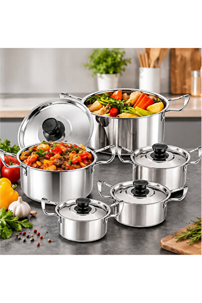 OneStore Set de 5 oale din oțel inoxidabil cu capace din oțel inoxidabil – 16...
