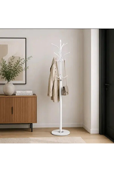 BAITY Modern White Metal and Plastic Floor Clothing Rack 190 cm
