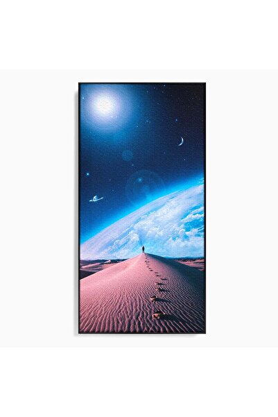 Luxcanva Tablou Canvas Lumina Cosmică 60x120 cm cu Rama Negru Spatiu Desert S...