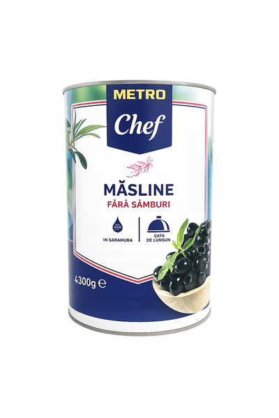 Metro Chef Măsline negre decojite, Calibru 200-230, Metro Chef, 2 Kg
