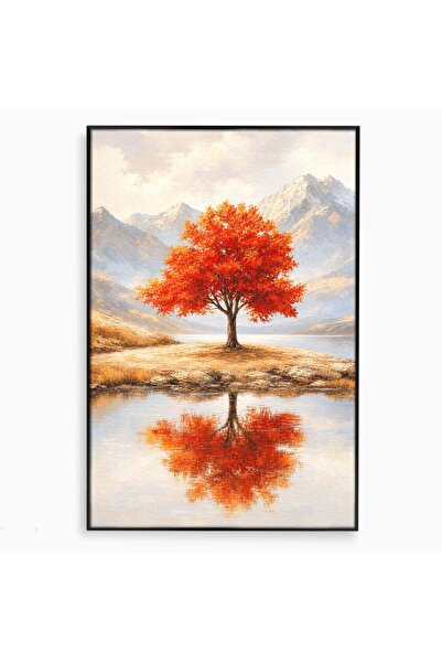 Luxcanva Tablou Canvas Copacul Singuratic 70x100 cm cu Rama Negru Copac Peisa...