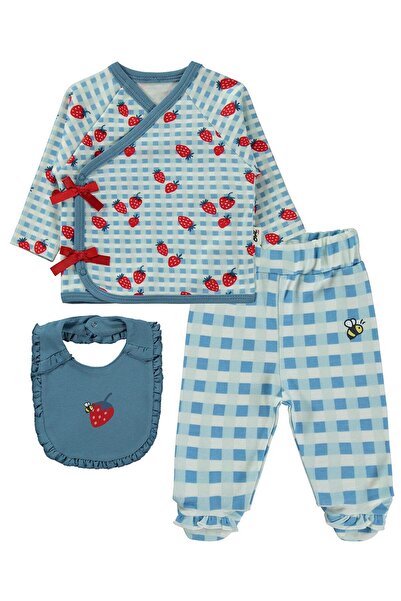 Civil Baby Gingham Strawberry Printed Bodysuit Sets - Pastel Blue