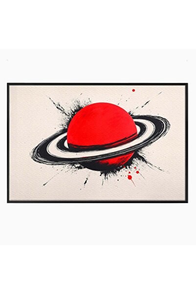 Luxcanva Tablou Canvas Planeta Rosie 100x70 cm cu Rama Negru Planeta Spatiu A...