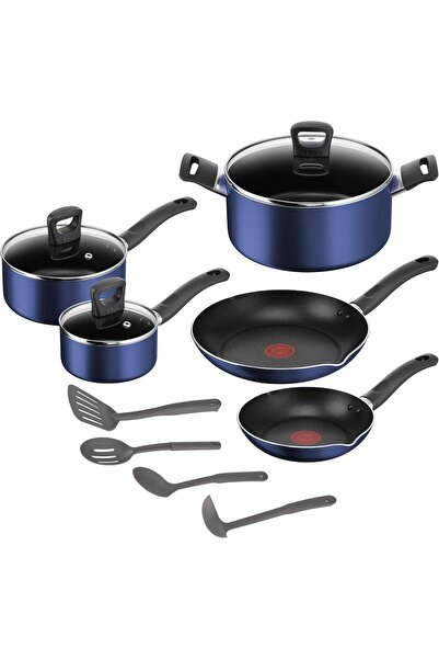 T-fal Simply Cook Cookware 12-Piece Set, Dress Blue