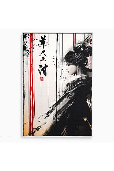 Luxcanva Tablou Canvas Portret Femeie Zen 70x100 cm cu Rama Argintiu Femeie Z...