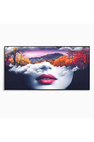 Luxcanva Tablou Canvas Peisajul Viselor 140x70 cm cu Rama Negru Peisaj Fata N...