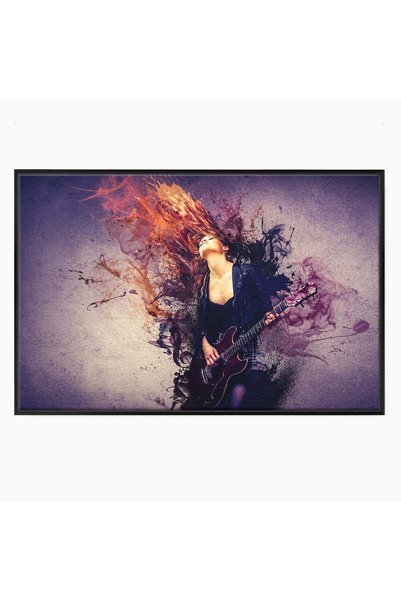 Luxcanva Tablou Canvas Chitara Rock 100x70 cm cu Rama Negru Muzica Chitara Rock