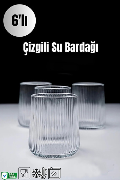 Genel Markalar Hawai 6 lı Çizgili Su Meşrubat Bardağı