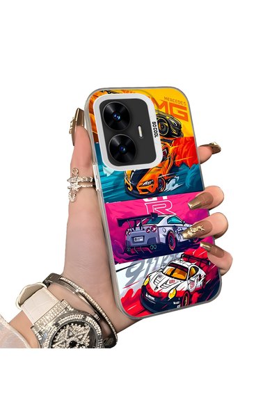 ucuc Stylish Case for Realme C55 Gtr Racing Car Themed Hard Acrylic Back Soft...