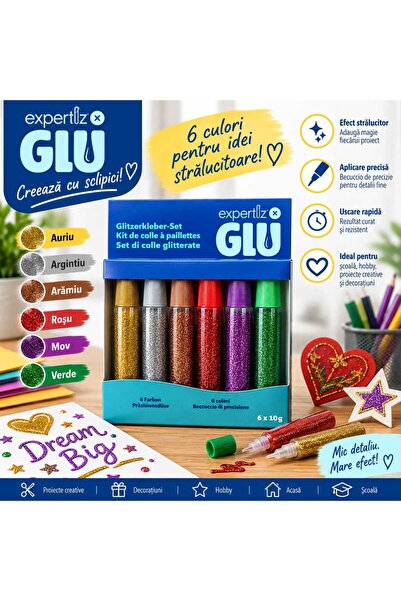 glu Σετ γκλίτερ – 6 χρώματα, 6 x 10 γρ.