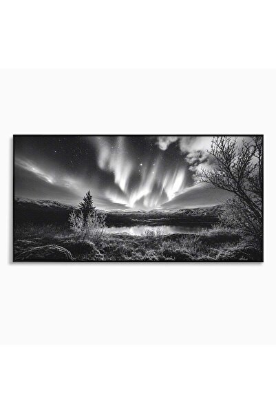 Luxcanva Tablou Canvas Cand Noaptea Danseaza 140x70 cm cu Rama Negru Aurora B...